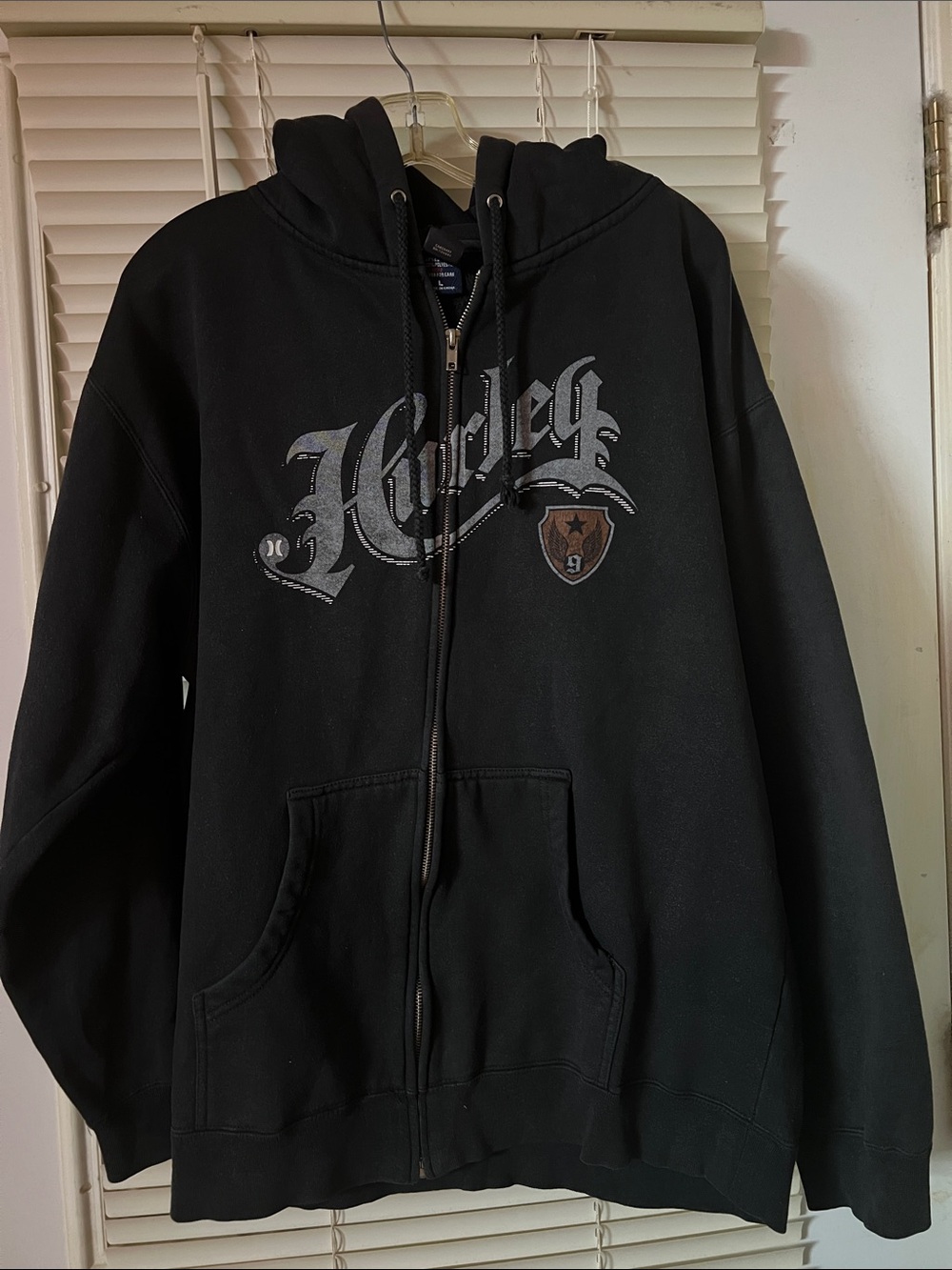 Hurley Black Full-Zip Hoodie with Graphic Script